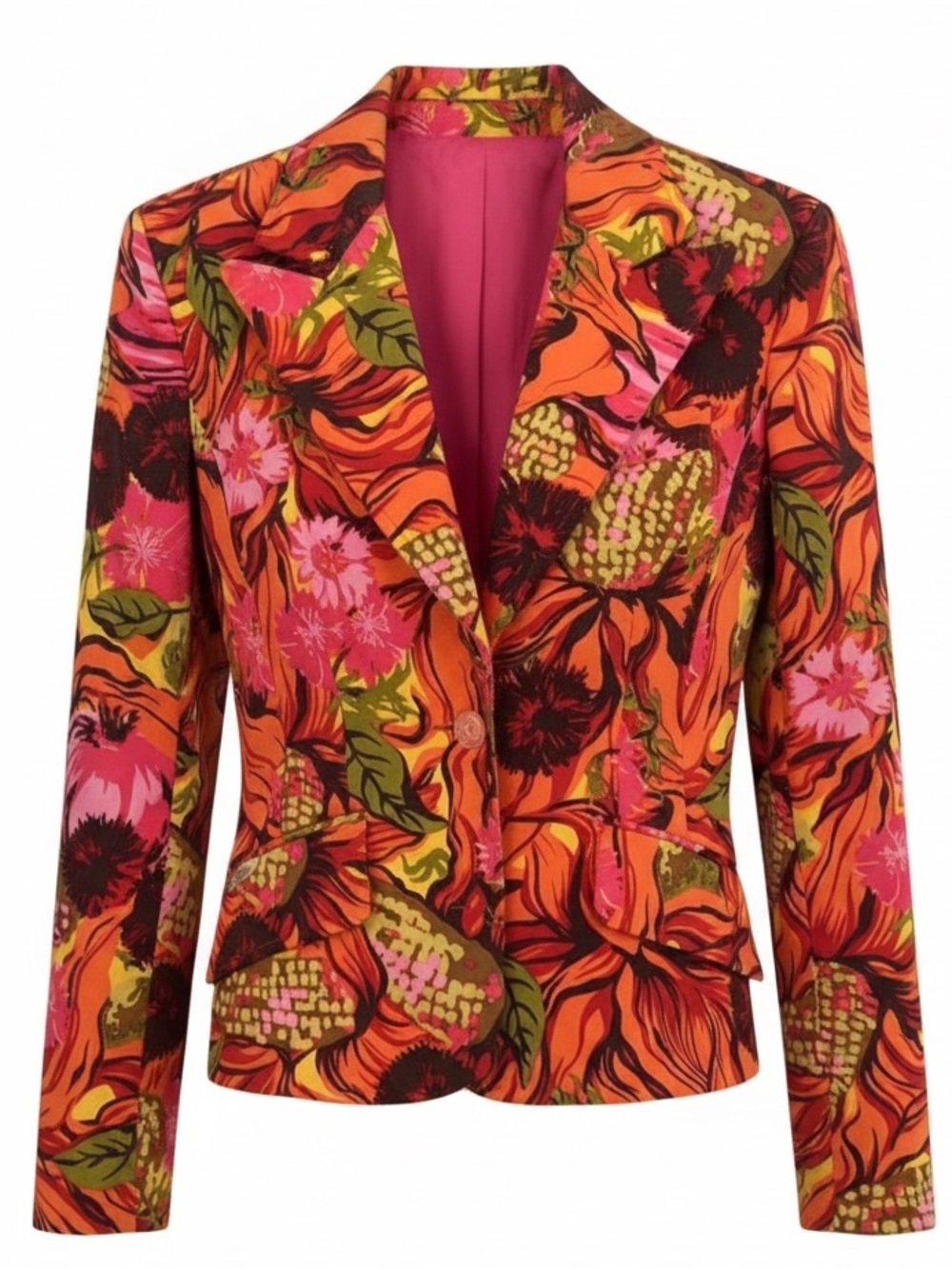 Vintage D&G by Dolce & Gabbana Vibrant Orange Floral Blazer | size 6